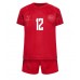 Tanie Strój piłkarski Dania Kasper Dolberg #12 Koszulka Podstawowej dla dziecięce MŚ 2022 Krótkie Rękawy (+ szorty)